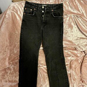 ZARA High Waisted Straight Leg Black Jeans